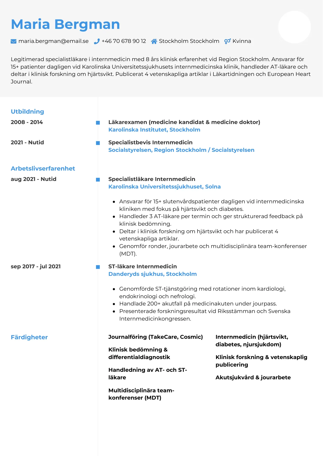 CV-mall Chrono — gratis CV-mall för din ansökan