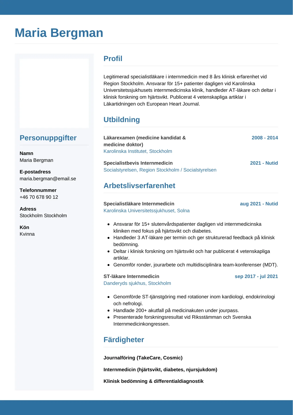 CV-mall Horisontell — gratis CV-mall för din ansökan
