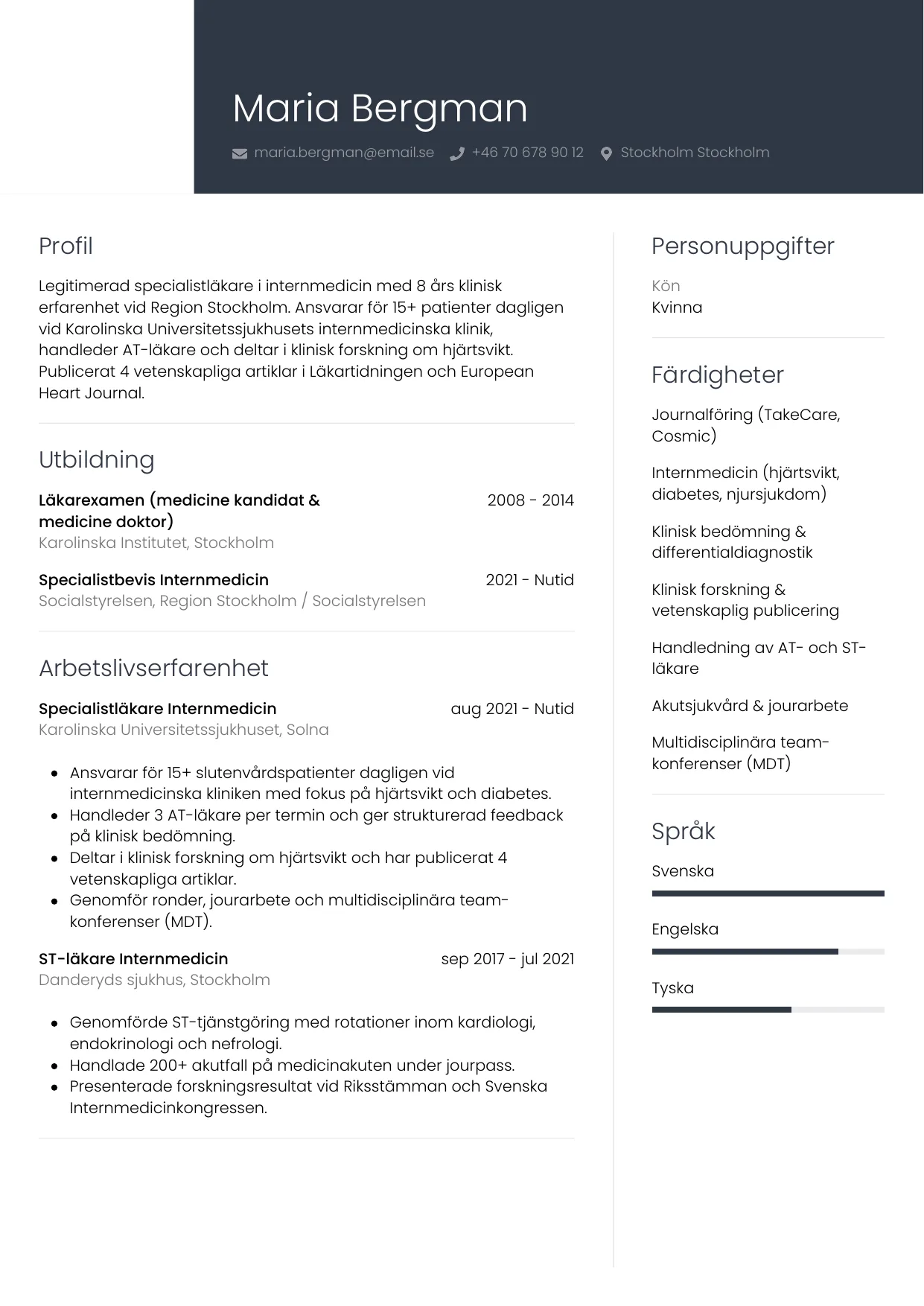 CV-mall Professionell — gratis CV-mall för din ansökan