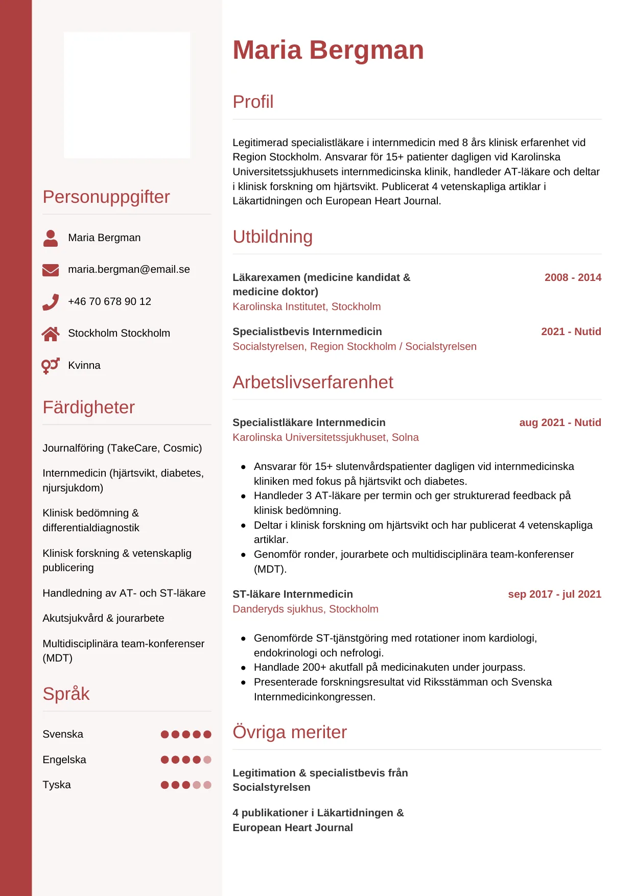 CV-mall Vertikal — gratis CV-mall för din ansökan