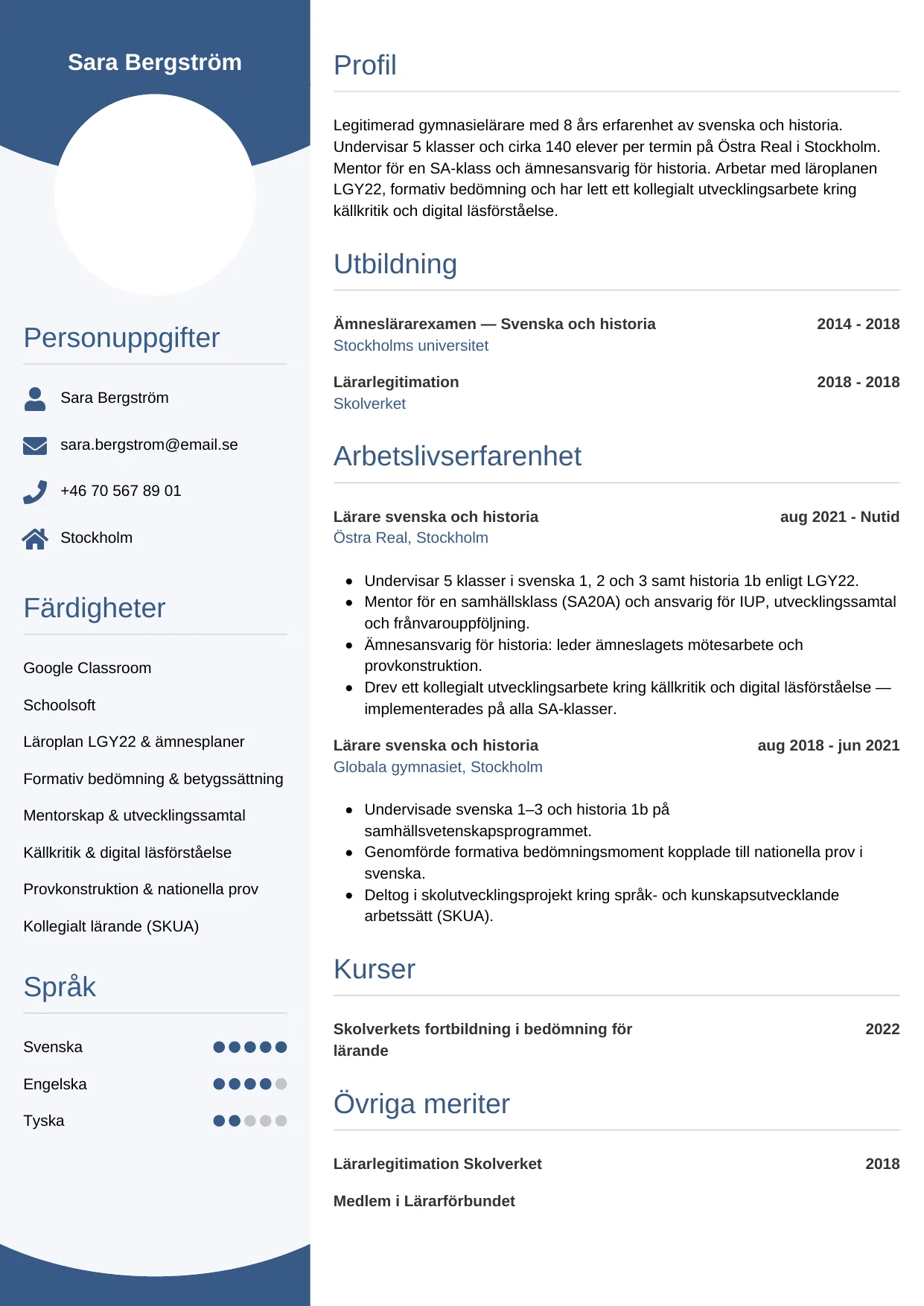 CV-mall Cirkulär — gratis CV-mall för din ansökan