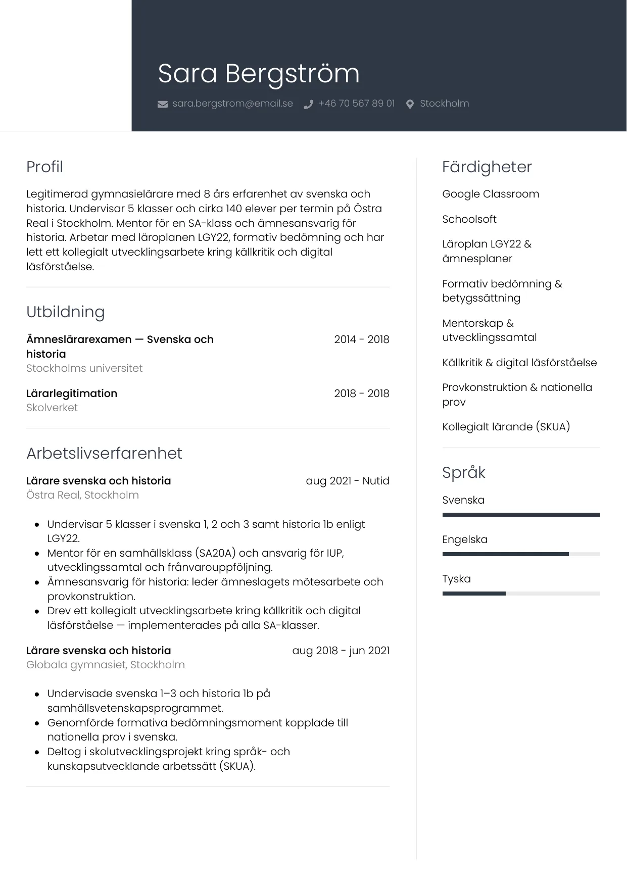 CV-mall Professionell — gratis CV-mall för din ansökan