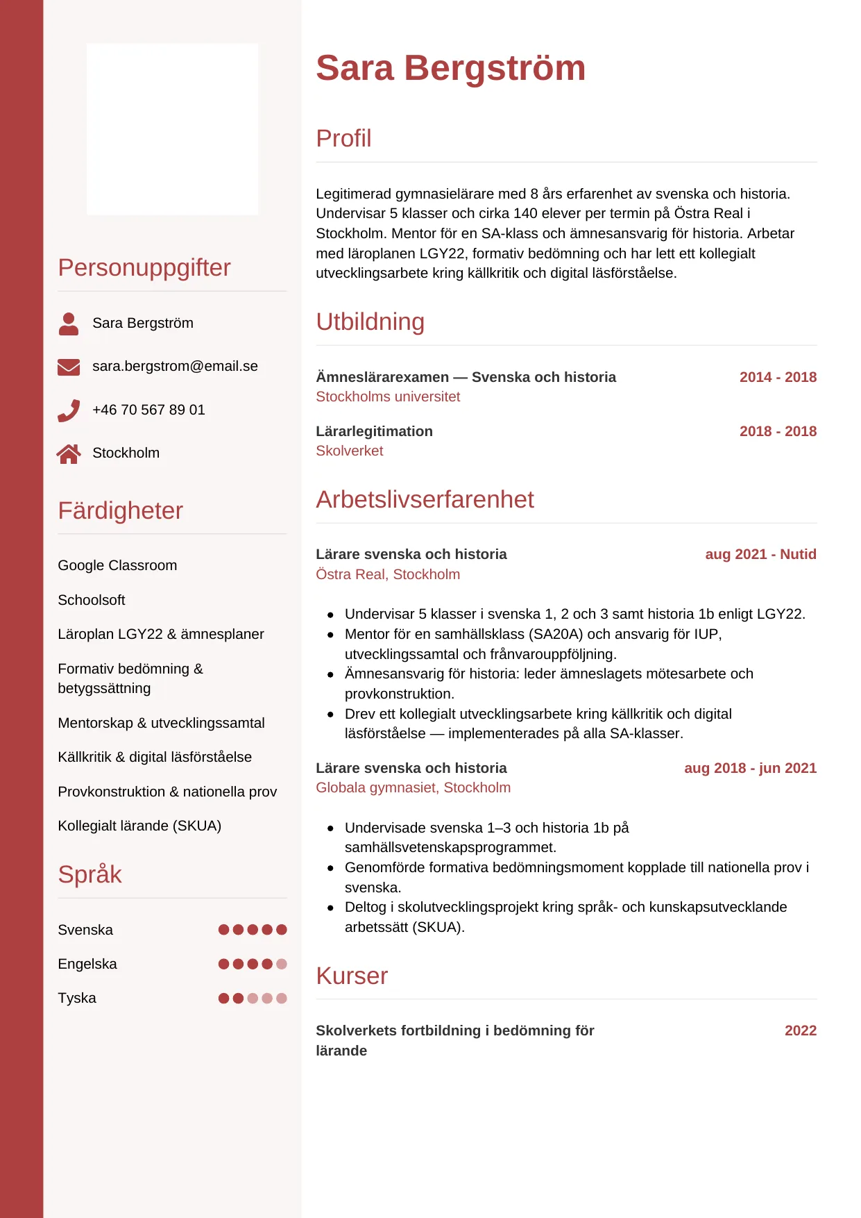 CV-mall Vertikal — gratis CV-mall för din ansökan