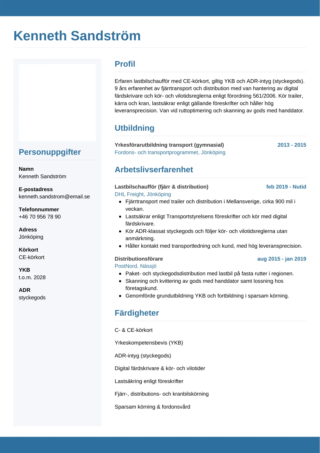 CV-mall Horisontell — gratis CV-mall för din ansökan