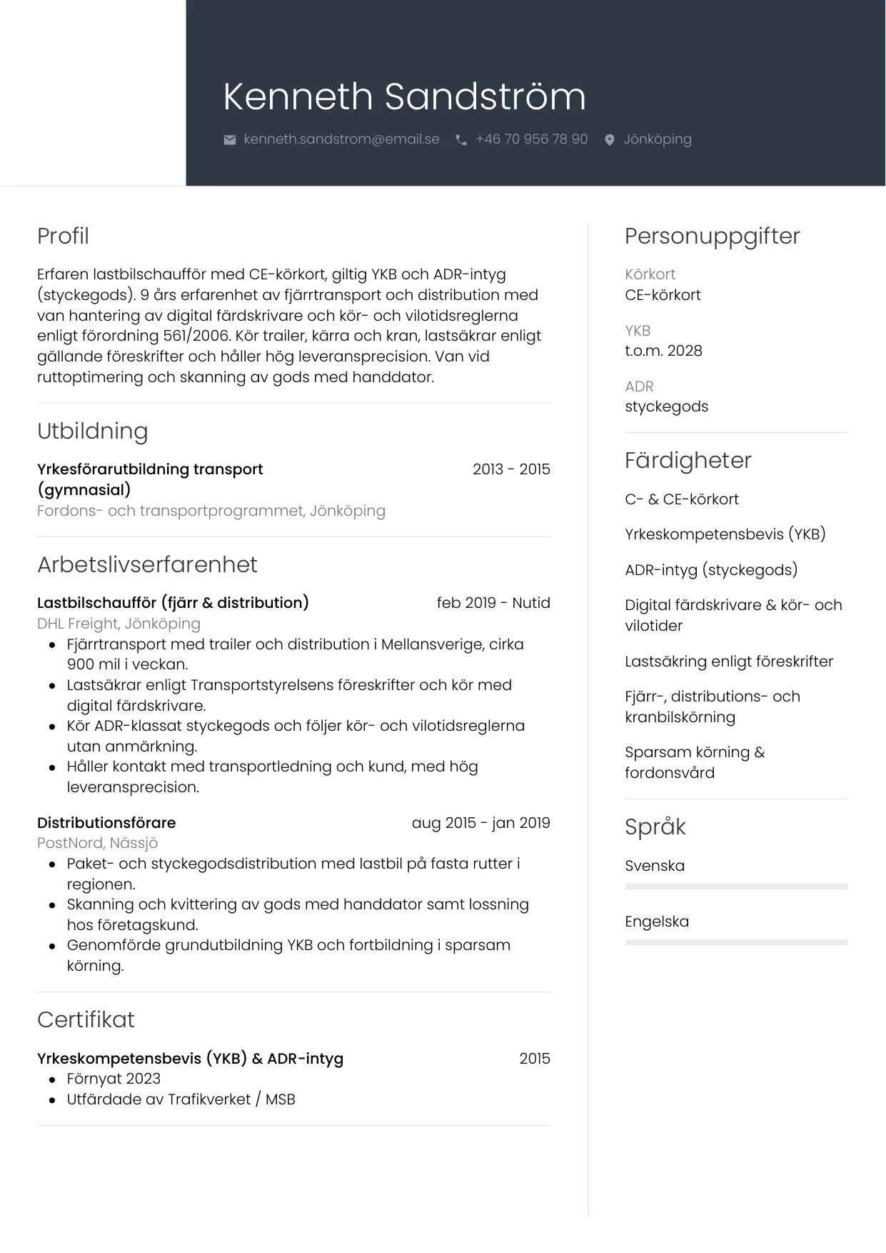 CV-mall Professionell — gratis CV-mall för din ansökan