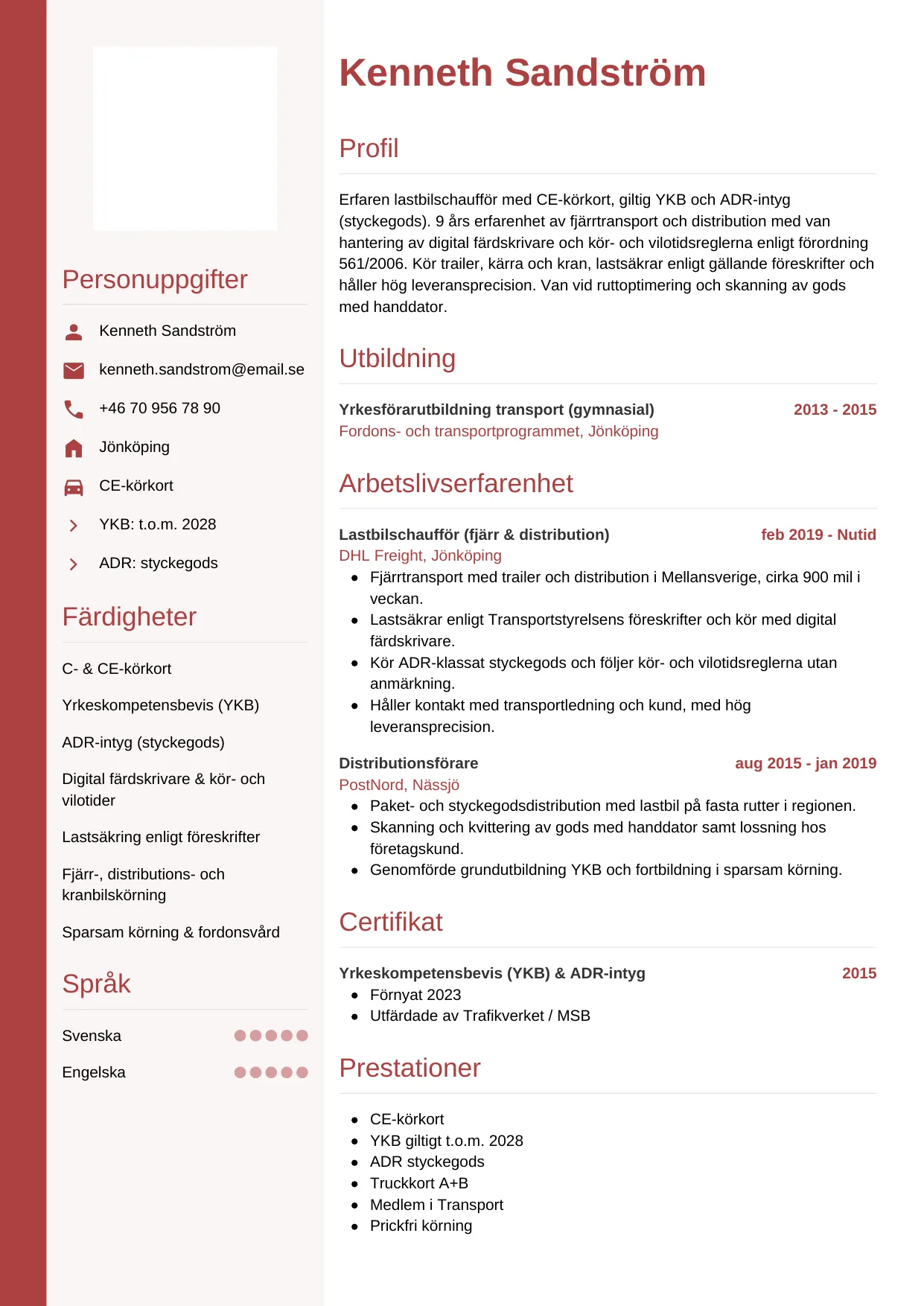 CV-mall Vertikal — gratis CV-mall för din ansökan
