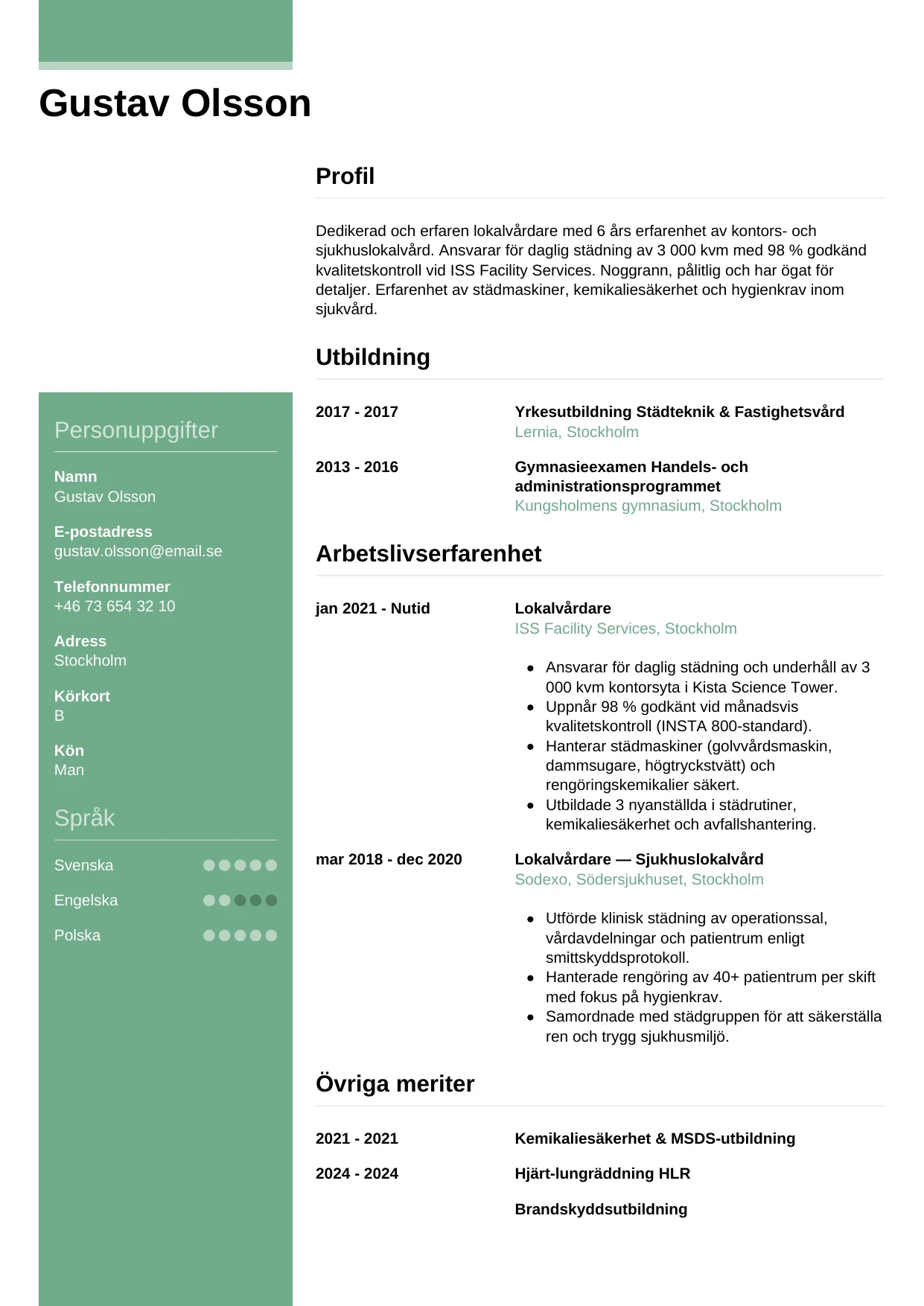 CV-mall Casual — gratis CV-mall för din ansökan