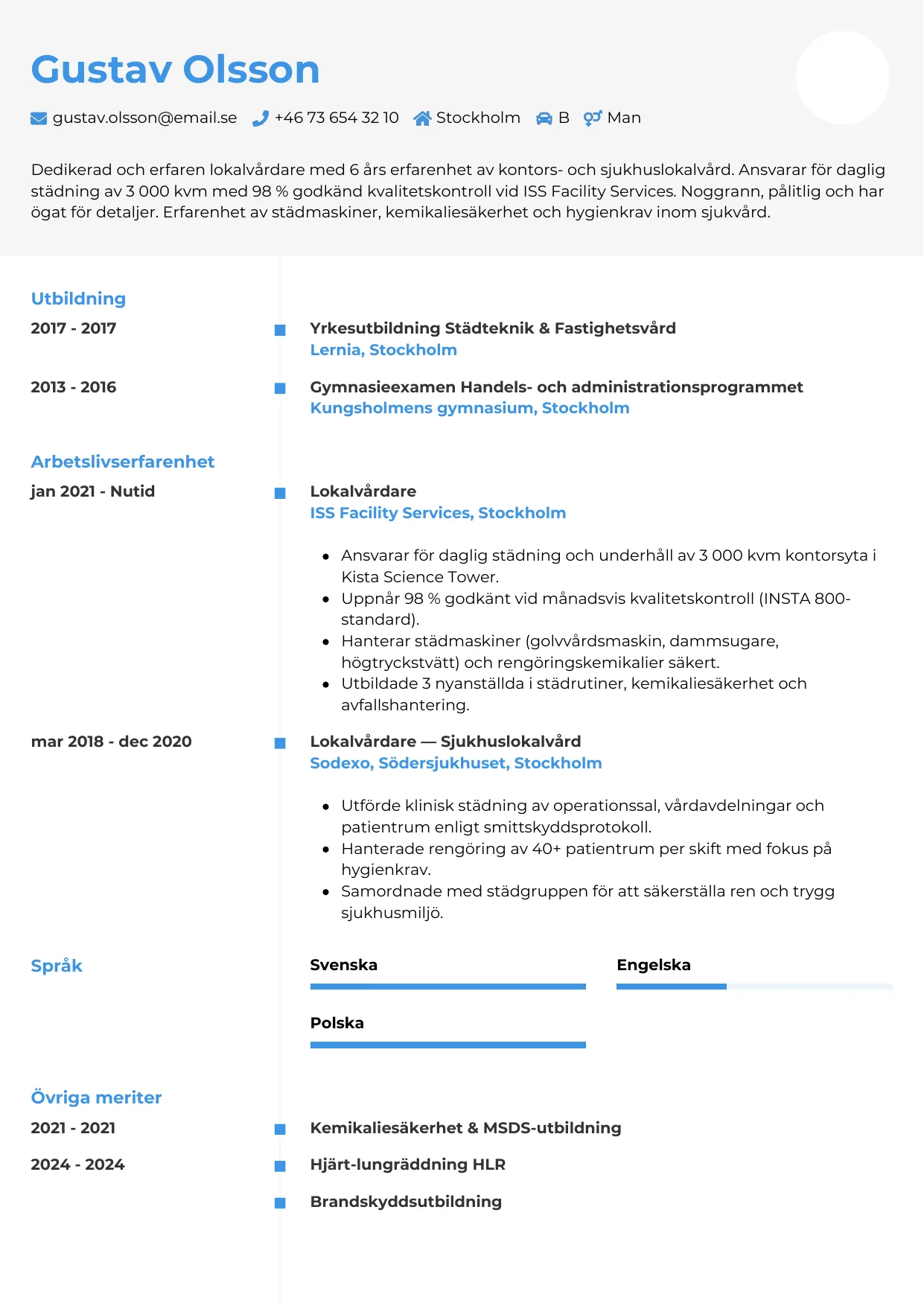 CV-mall Chrono — gratis CV-mall för din ansökan