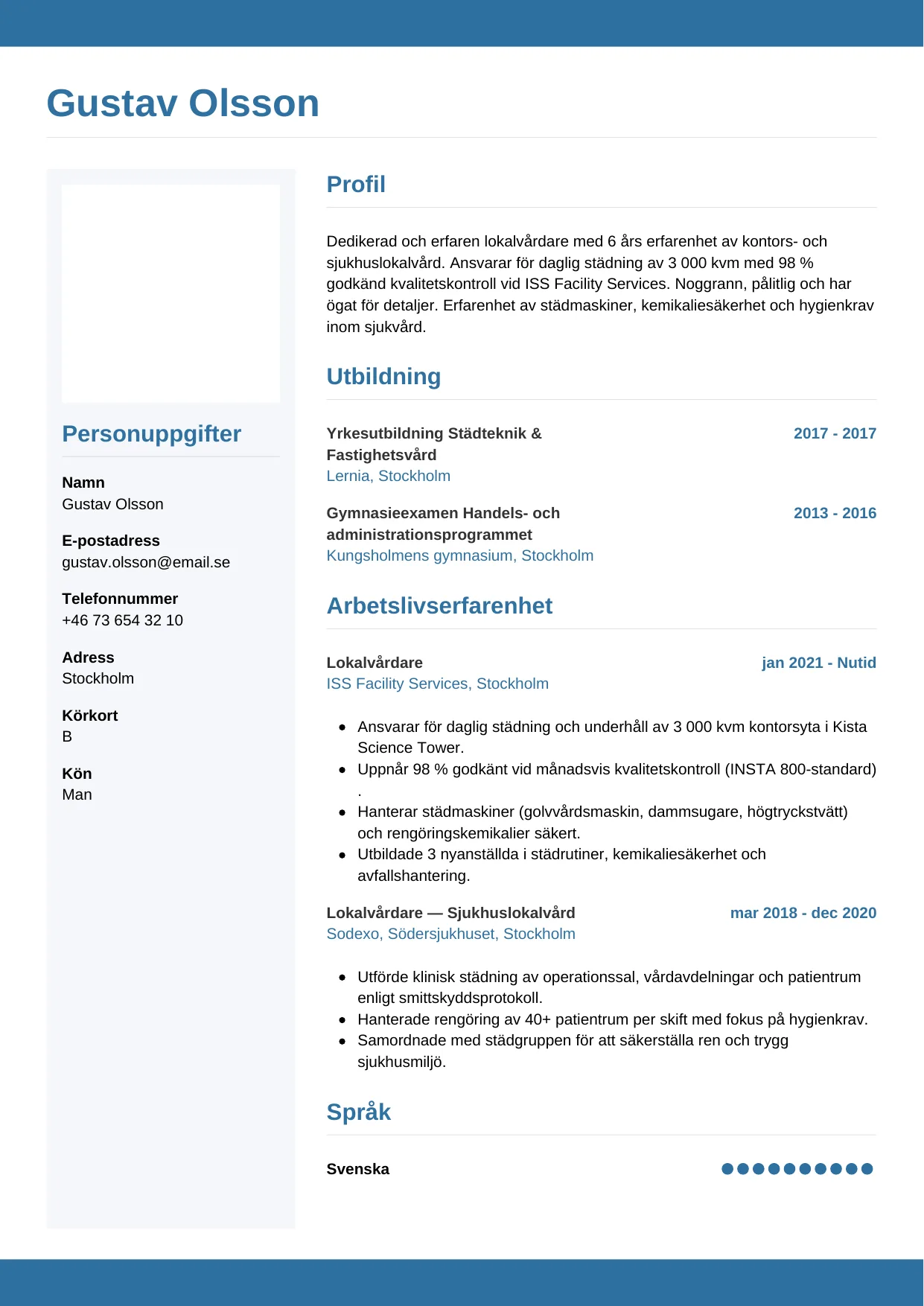 CV-mall Horisontell — gratis CV-mall för din ansökan