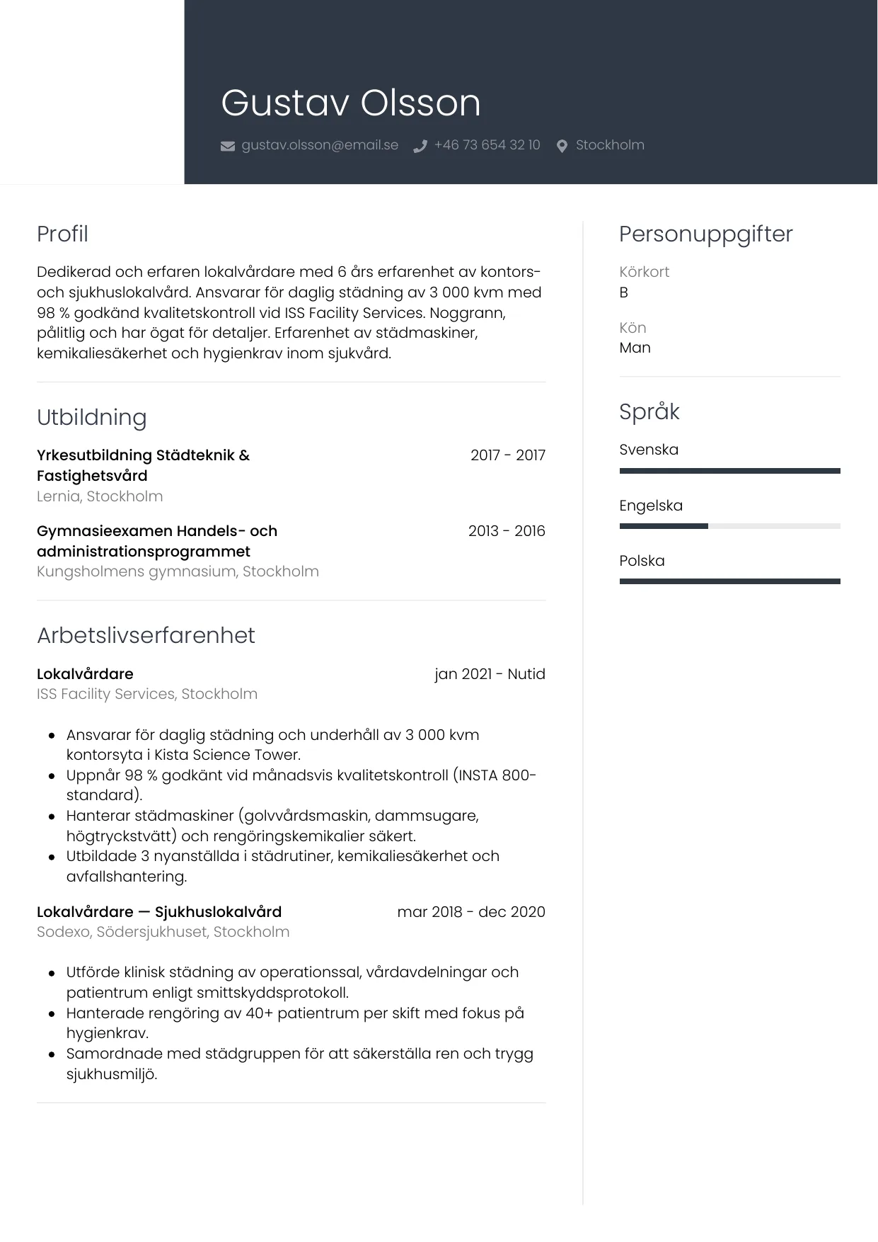CV-mall Professionell — gratis CV-mall för din ansökan