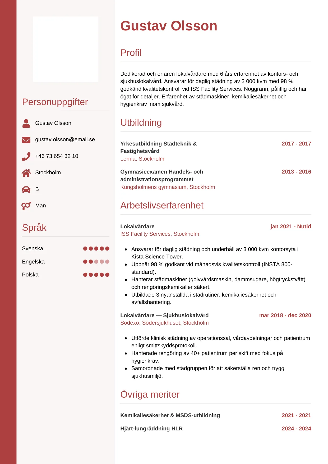 CV-mall Vertikal — gratis CV-mall för din ansökan
