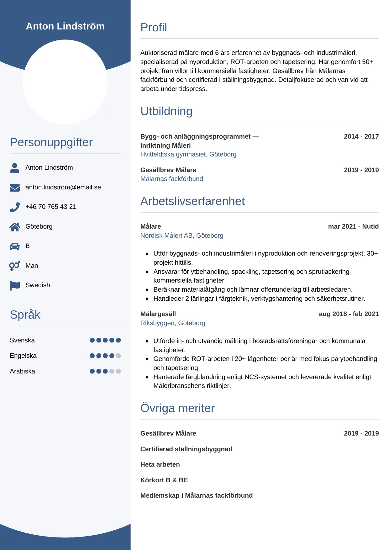 CV-mall Cirkulär — gratis CV-mall för din ansökan