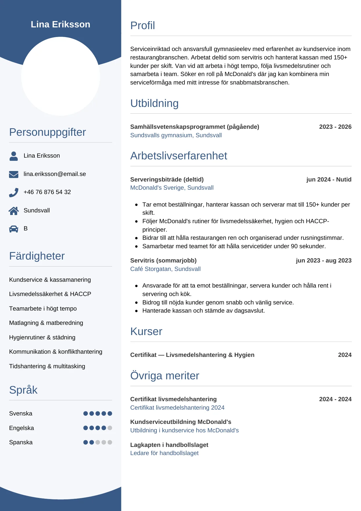 CV-mall Cirkulär — gratis CV-mall för din ansökan