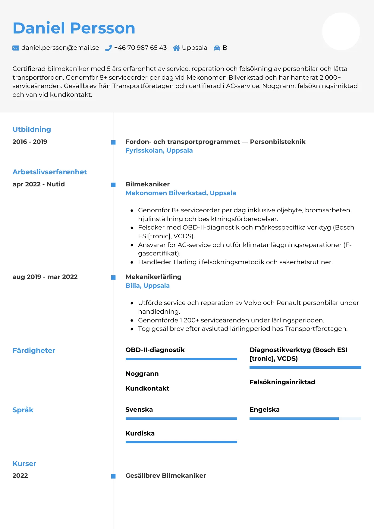 CV-mall Chrono — gratis CV-mall för din ansökan