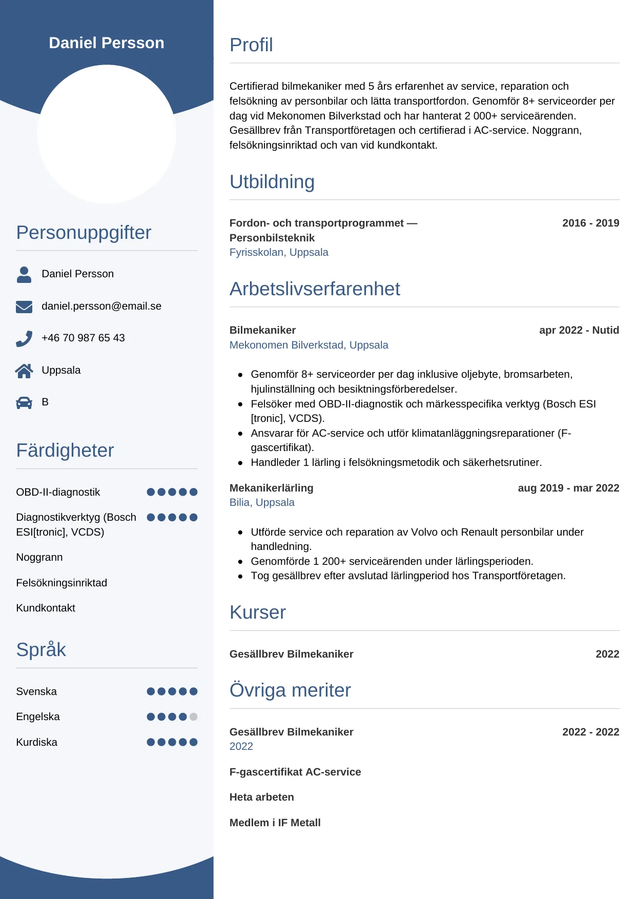 CV-mall Cirkulär — gratis CV-mall för din ansökan