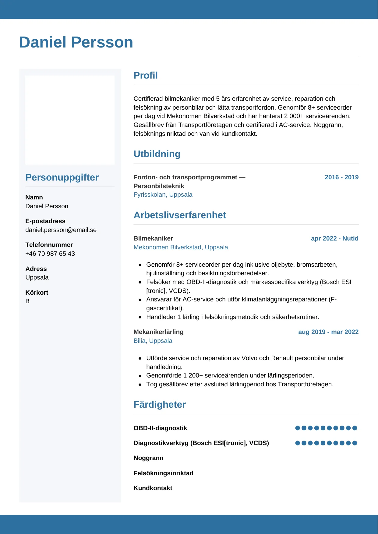 CV-mall Horisontell — gratis CV-mall för din ansökan