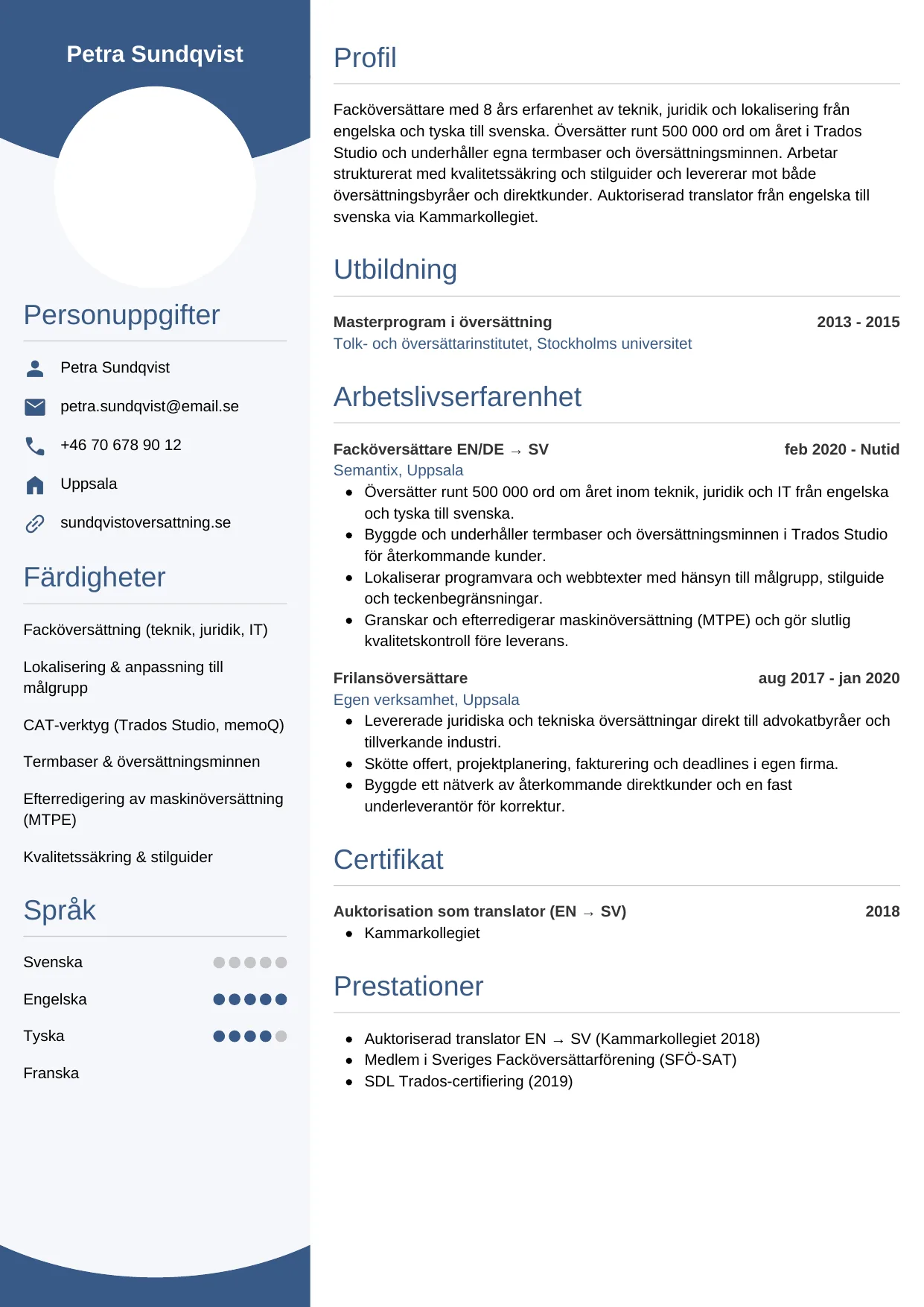 CV-mall Cirkulär — gratis CV-mall för din ansökan