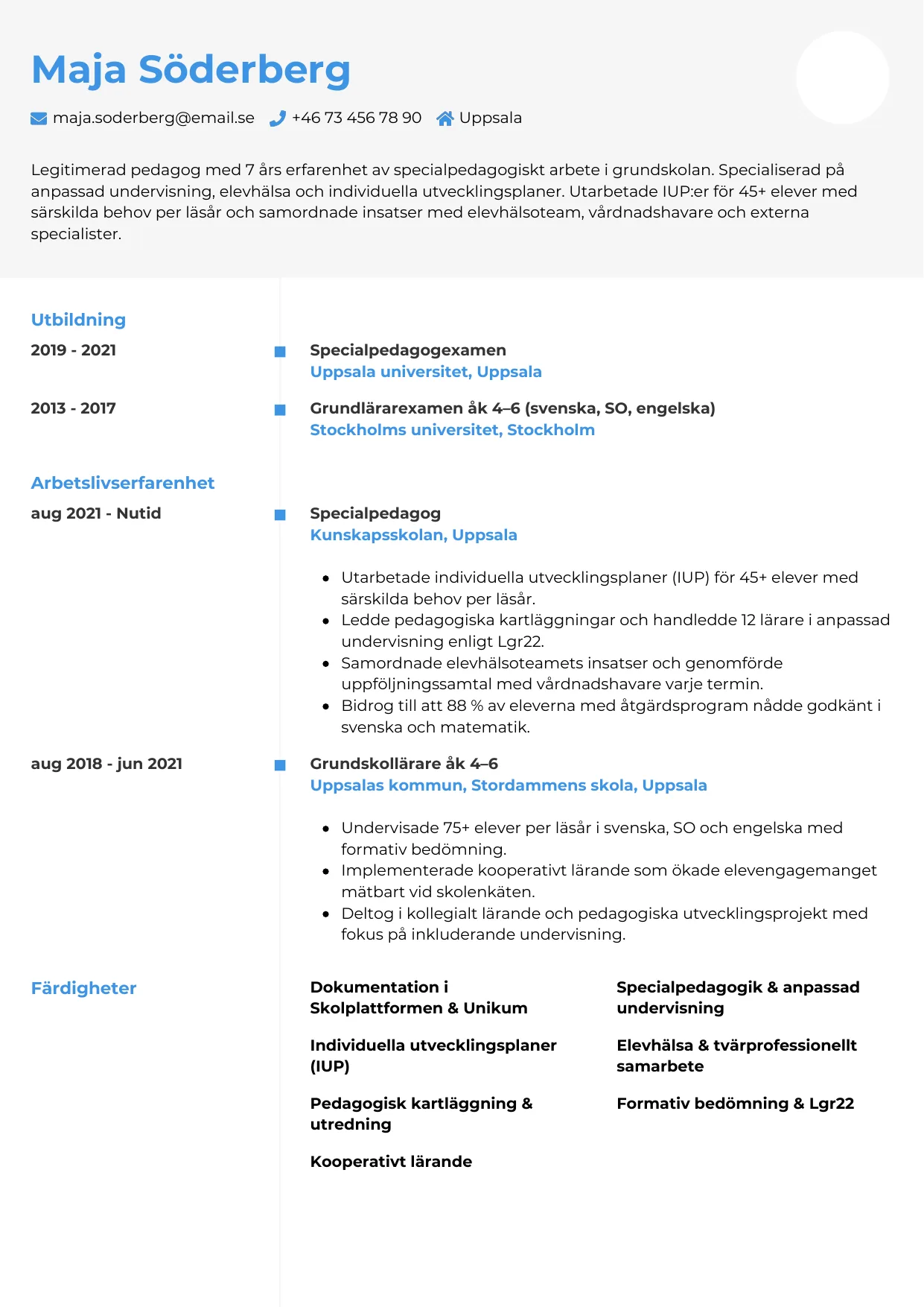 CV-mall Chrono, gratis CV-mall för din ansökan
