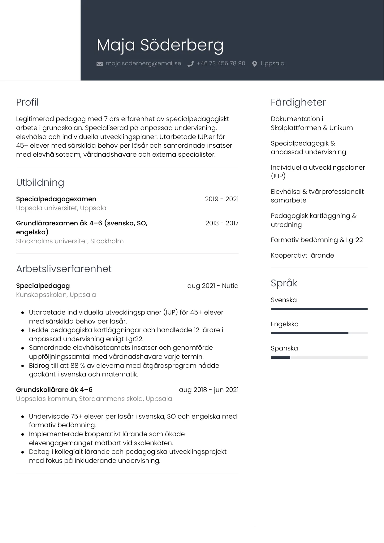 CV-mall Professionell, gratis CV-mall för din ansökan