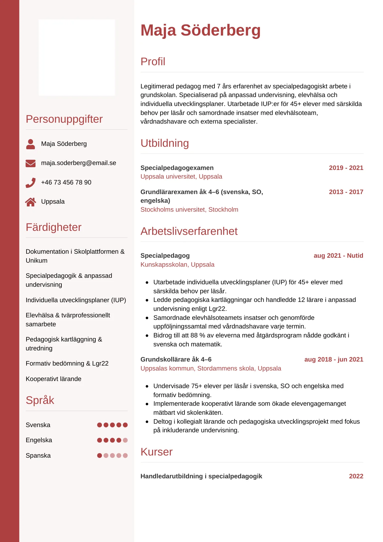 CV-mall Vertikal, gratis CV-mall för din ansökan