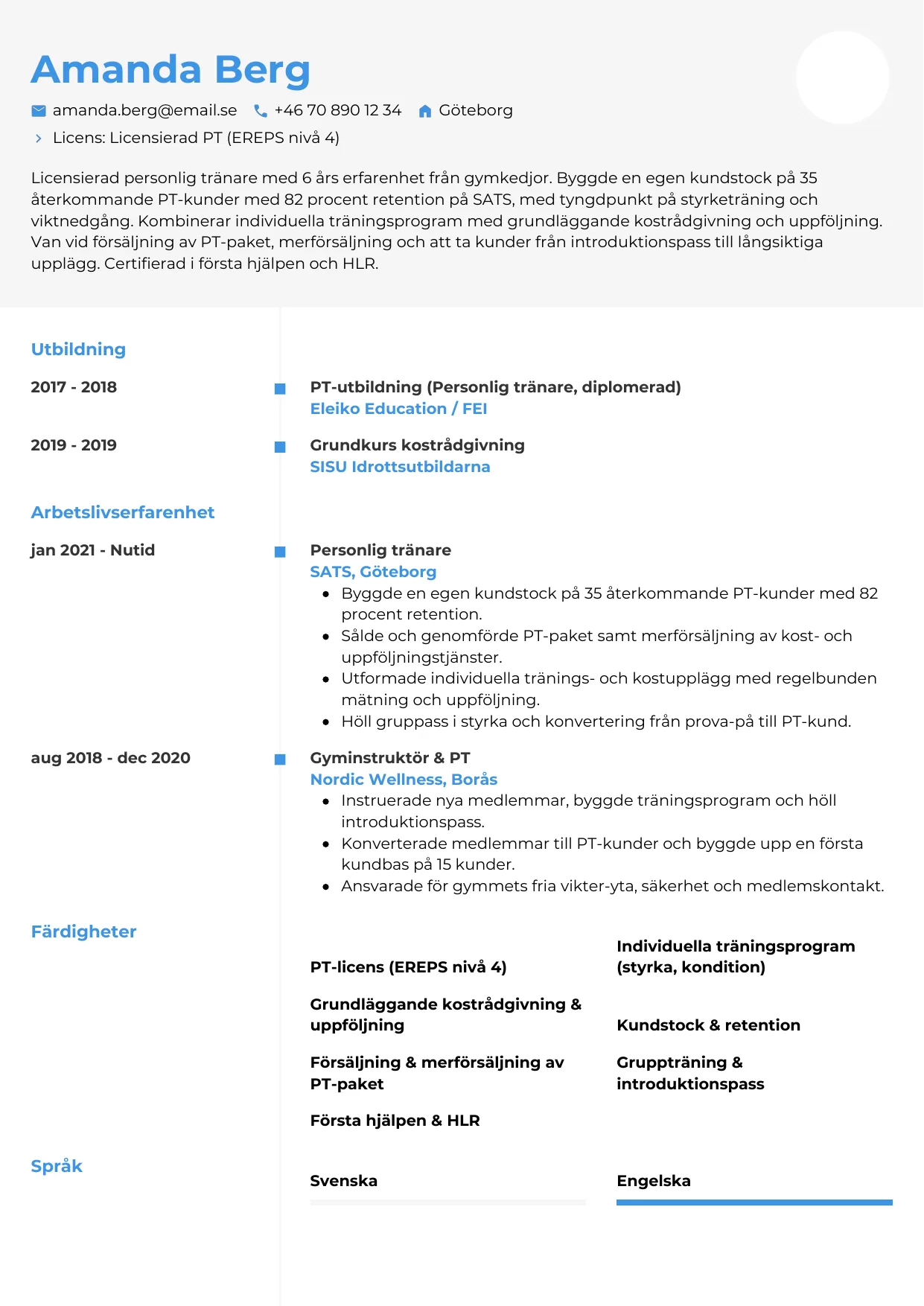 CV-mall Chrono — gratis CV-mall för din ansökan