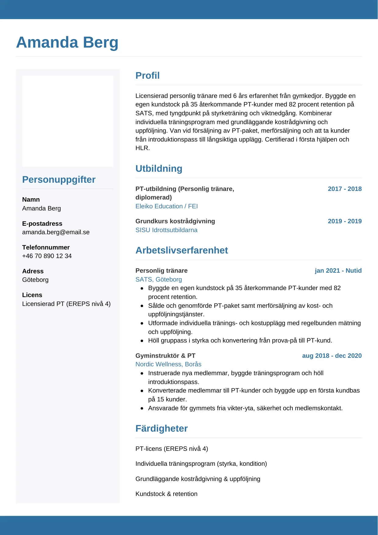 CV-mall Horisontell — gratis CV-mall för din ansökan