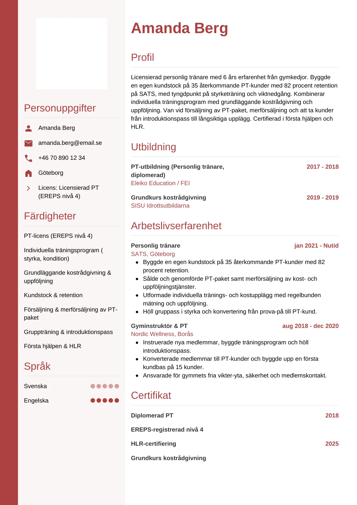 CV-mall Vertikal — gratis CV-mall för din ansökan