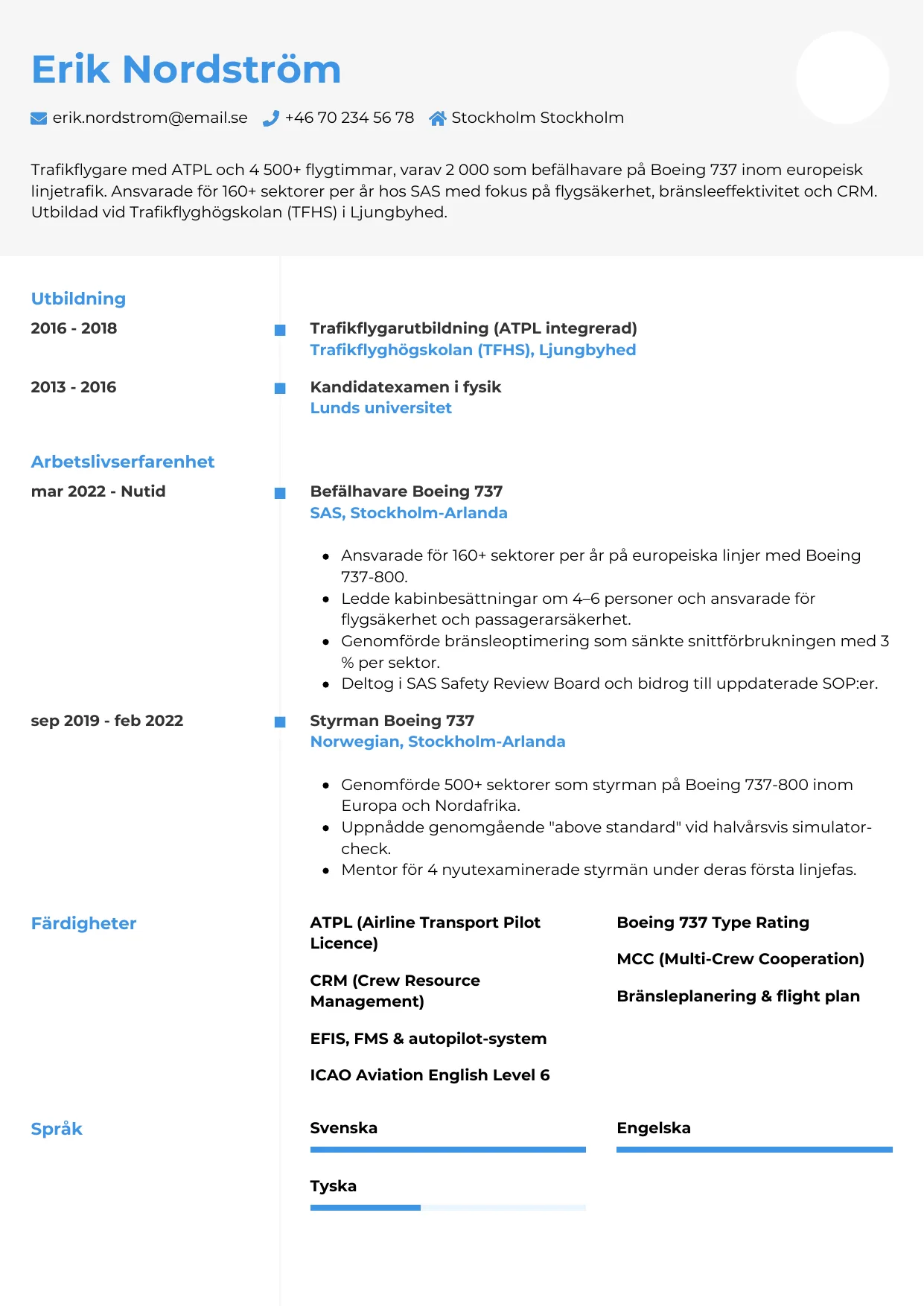 CV-mall Chrono — gratis CV-mall för din ansökan