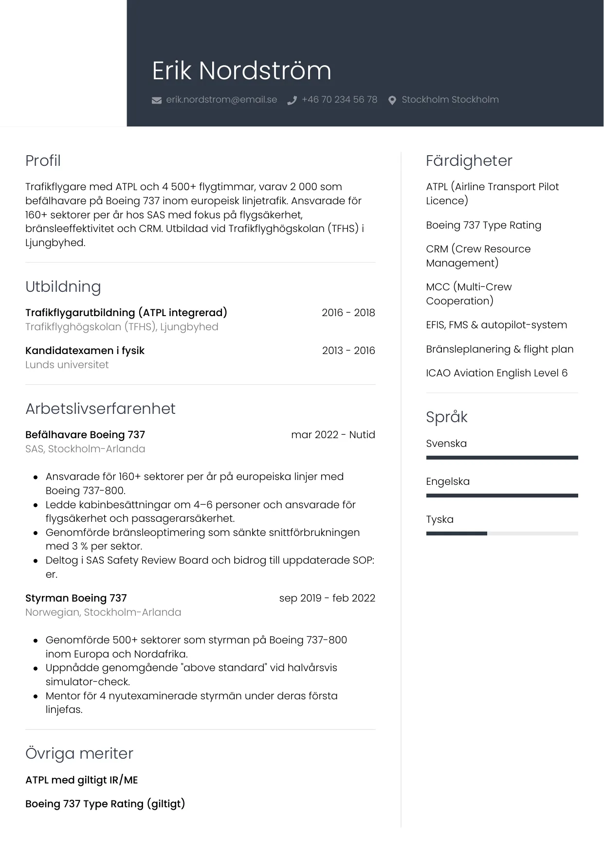 CV-mall Professionell — gratis CV-mall för din ansökan