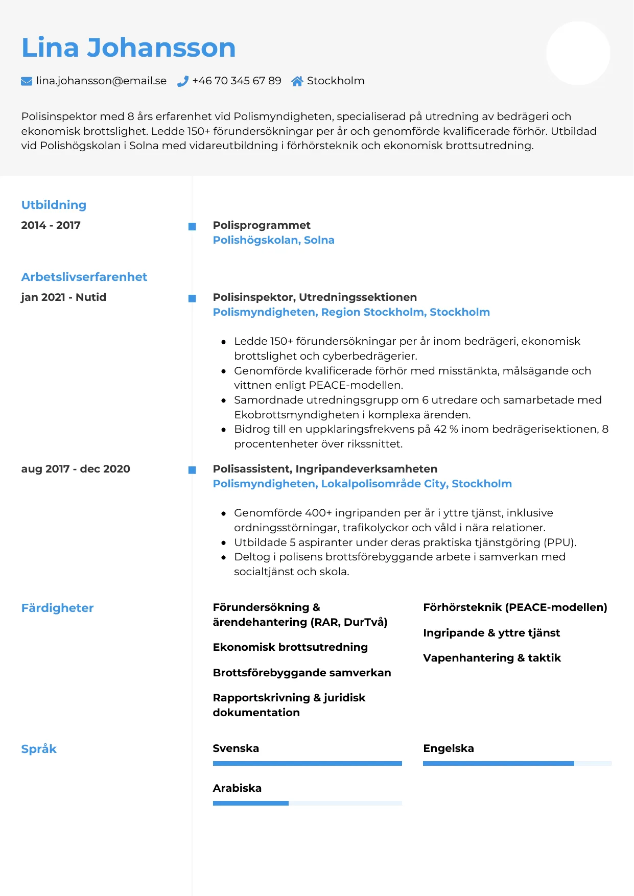 CV-mall Chrono — gratis CV-mall för din ansökan
