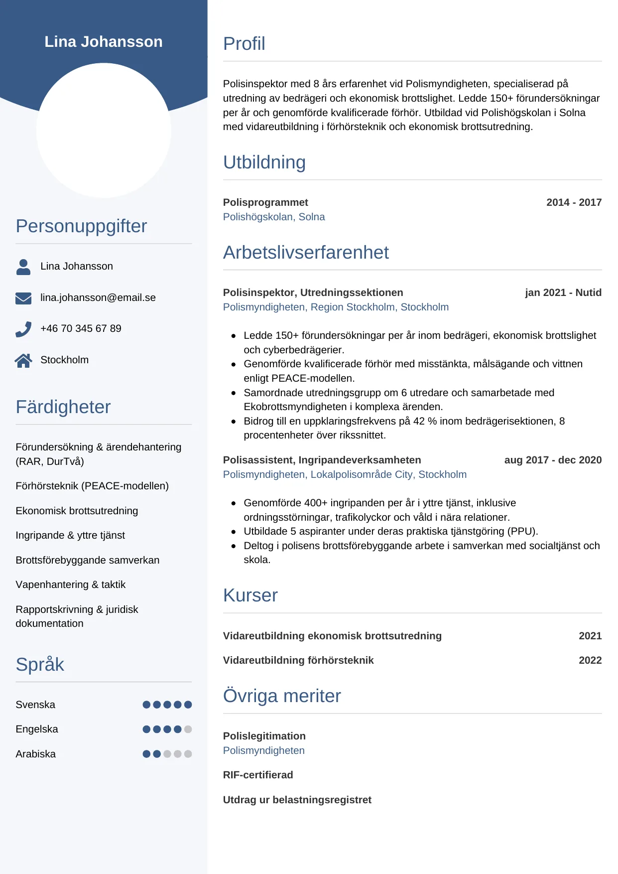 CV-mall Cirkulär — gratis CV-mall för din ansökan