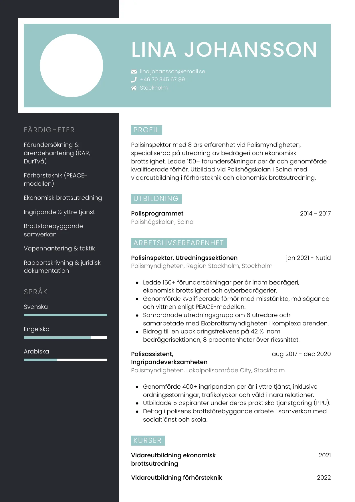 CV-mall Elegant — gratis CV-mall för din ansökan
