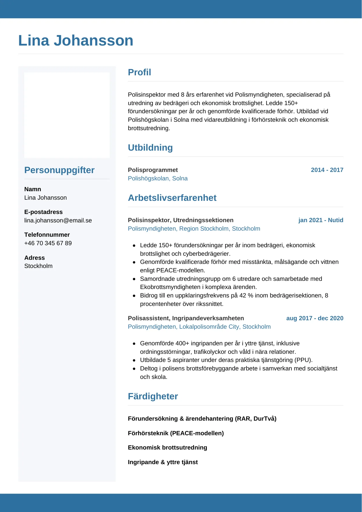 CV-mall Horisontell — gratis CV-mall för din ansökan