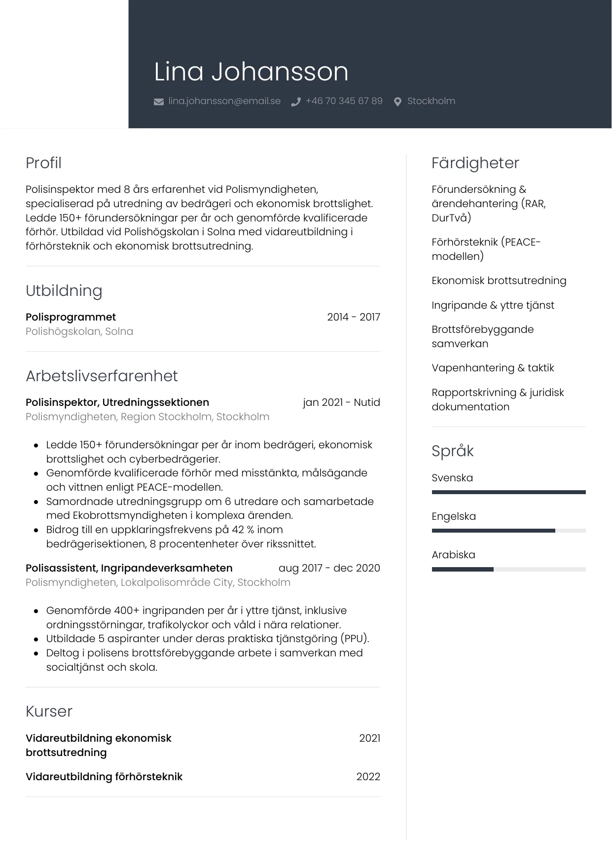 CV-mall Professionell — gratis CV-mall för din ansökan