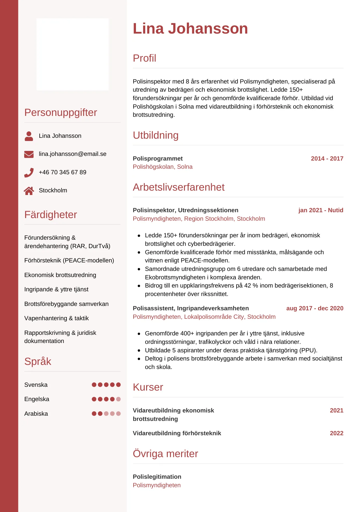 CV-mall Vertikal — gratis CV-mall för din ansökan