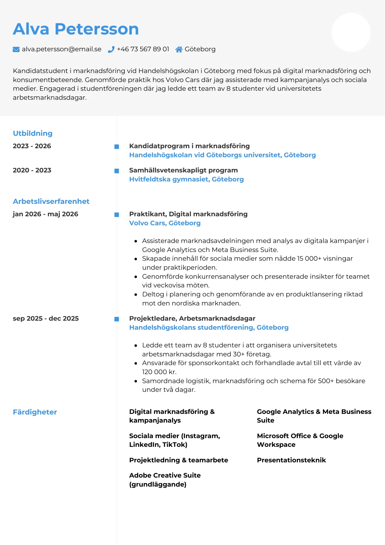 CV-mall Chrono, gratis CV-mall för din ansökan