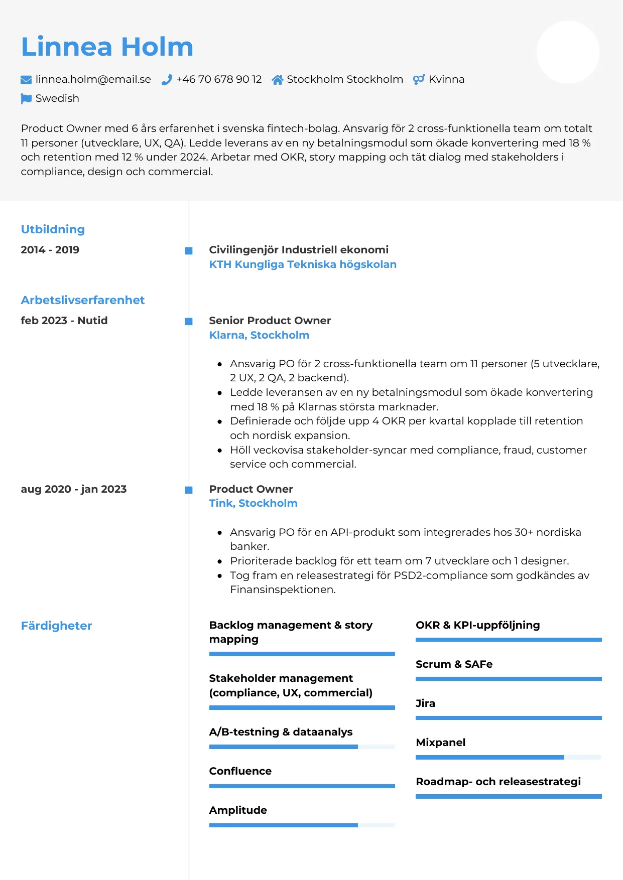 CV-mall Chrono — gratis CV-mall för din ansökan