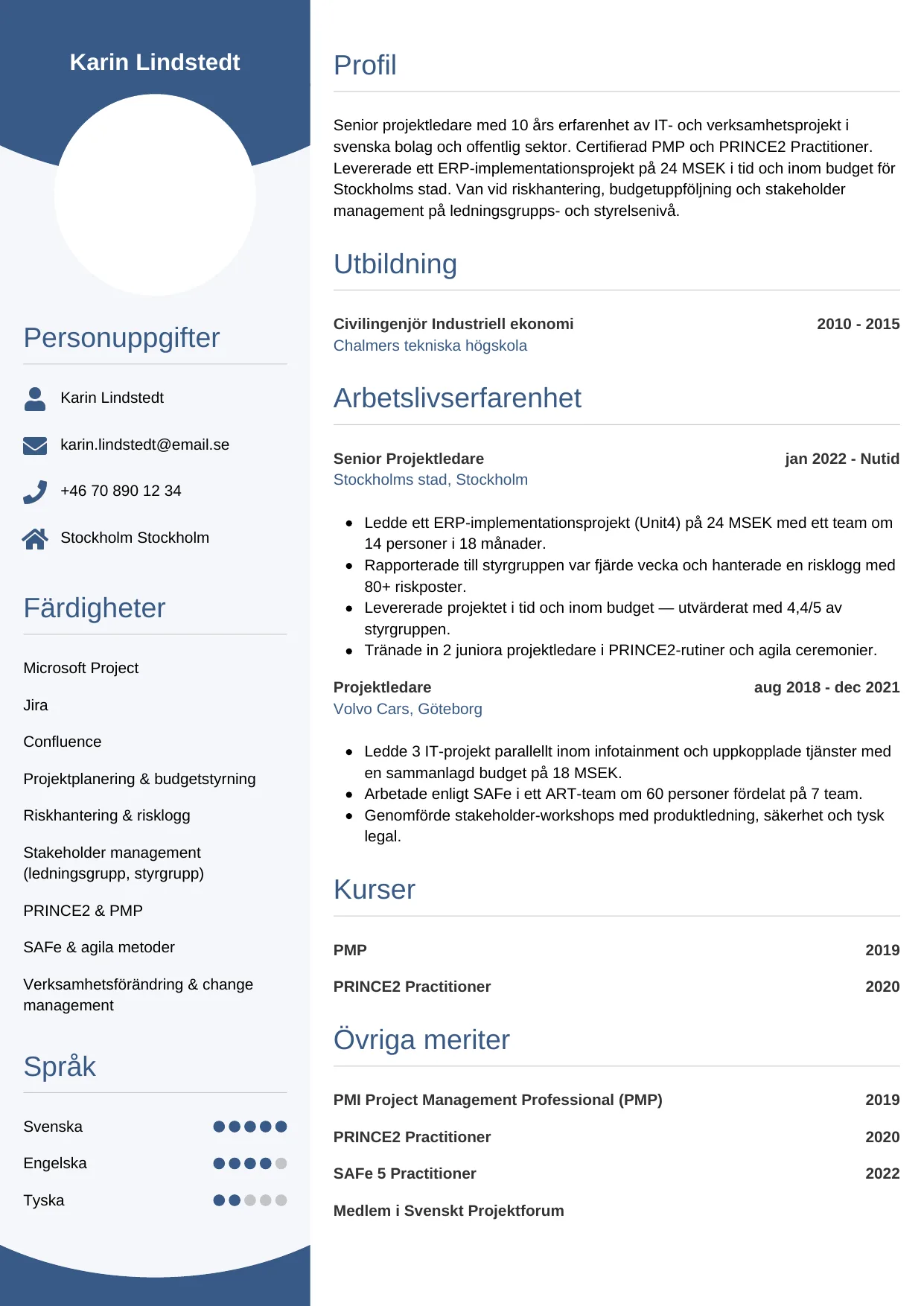 CV-mall Cirkulär — gratis CV-mall för din ansökan