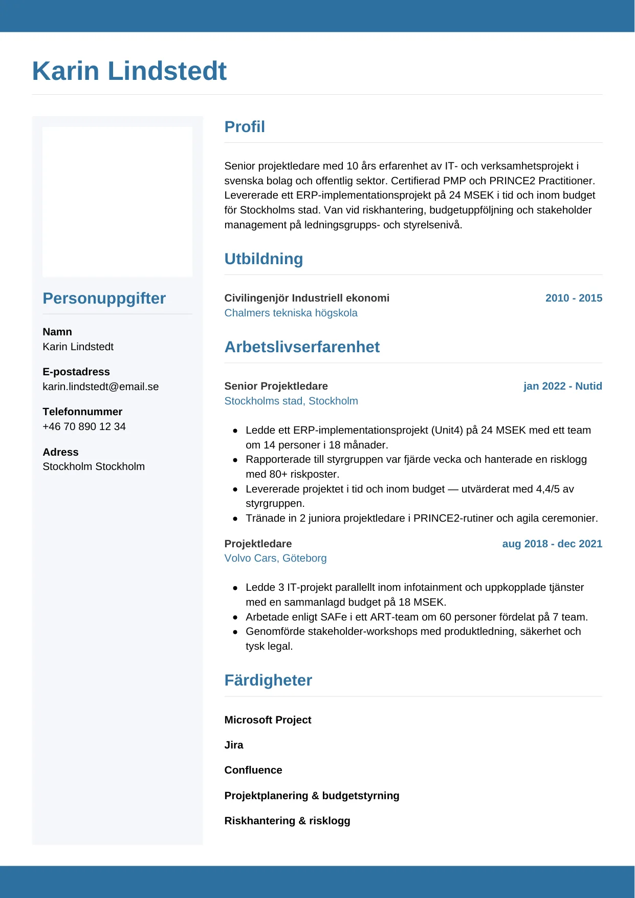 CV-mall Horisontell — gratis CV-mall för din ansökan