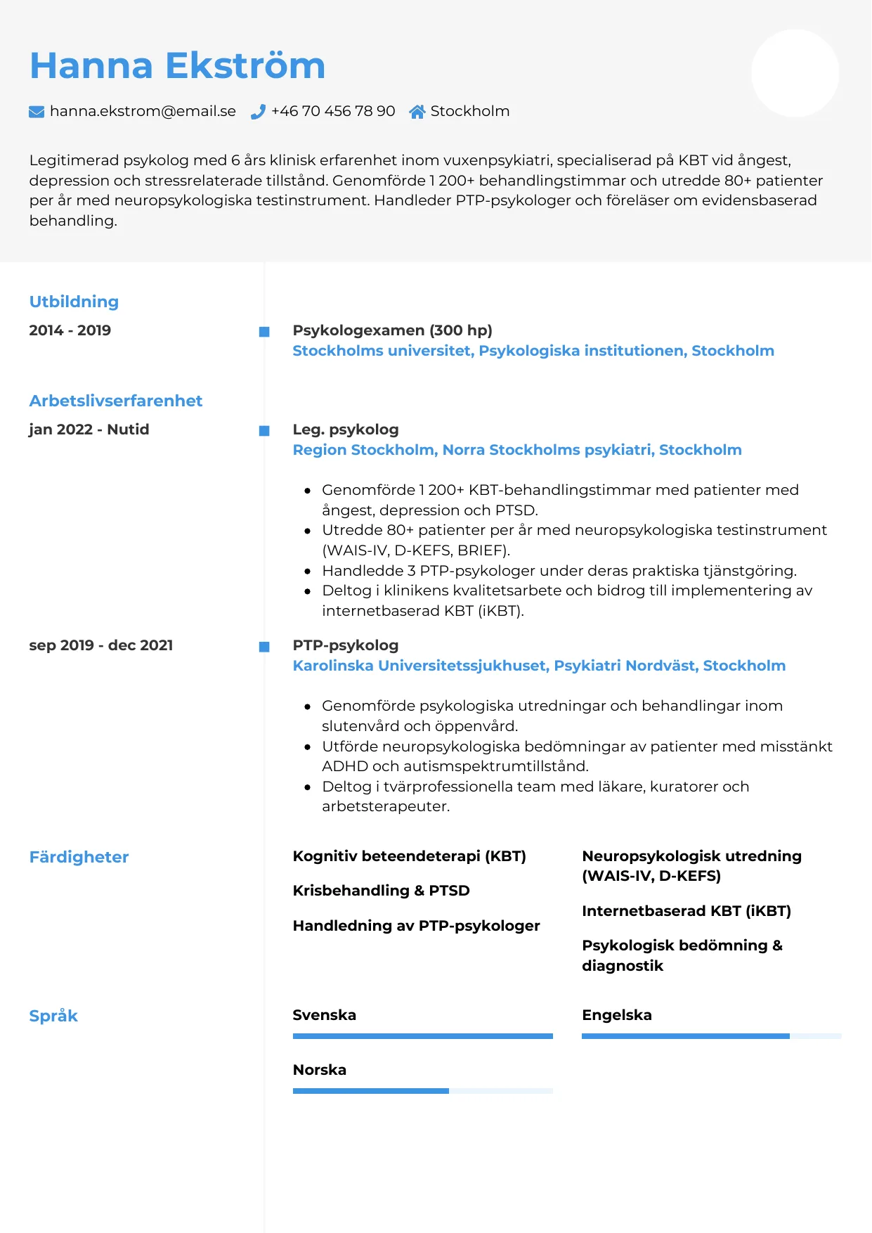 CV-mall Chrono — gratis CV-mall för din ansökan