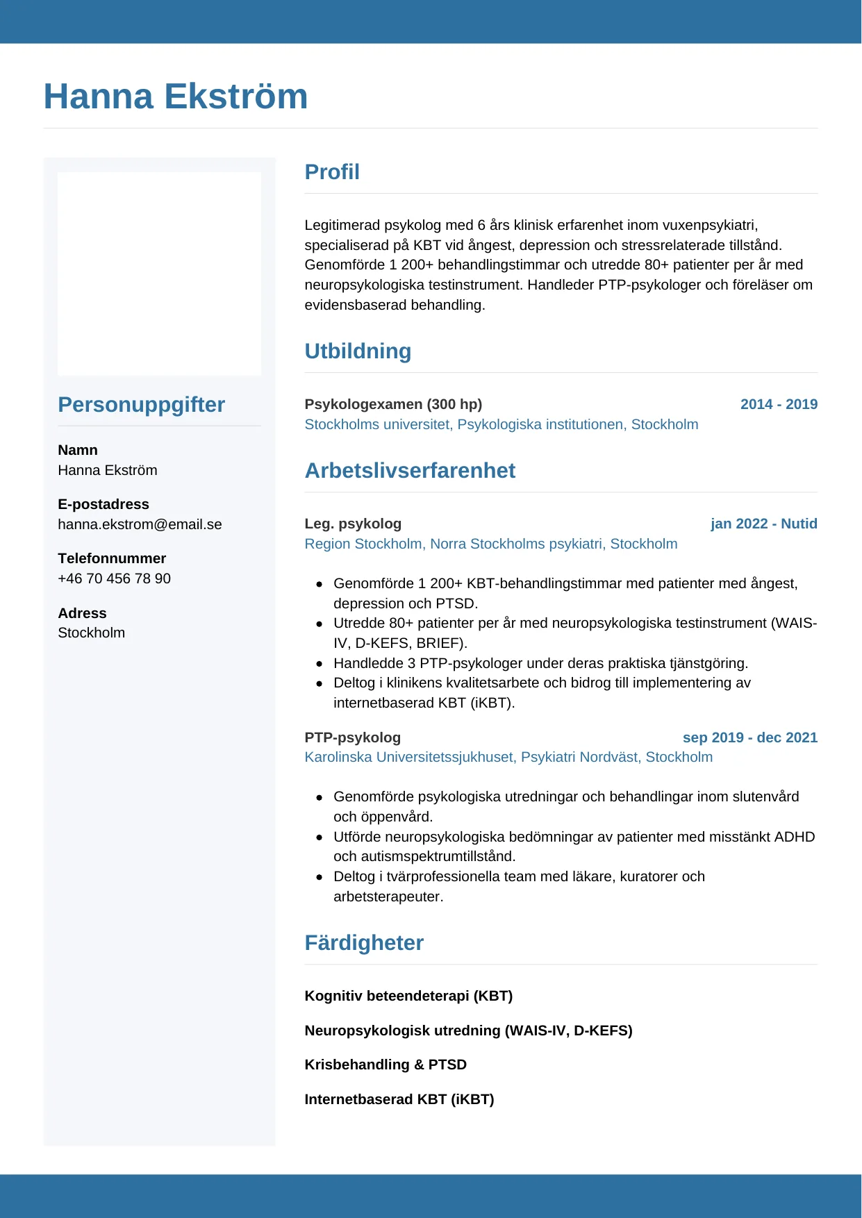 CV-mall Horisontell — gratis CV-mall för din ansökan
