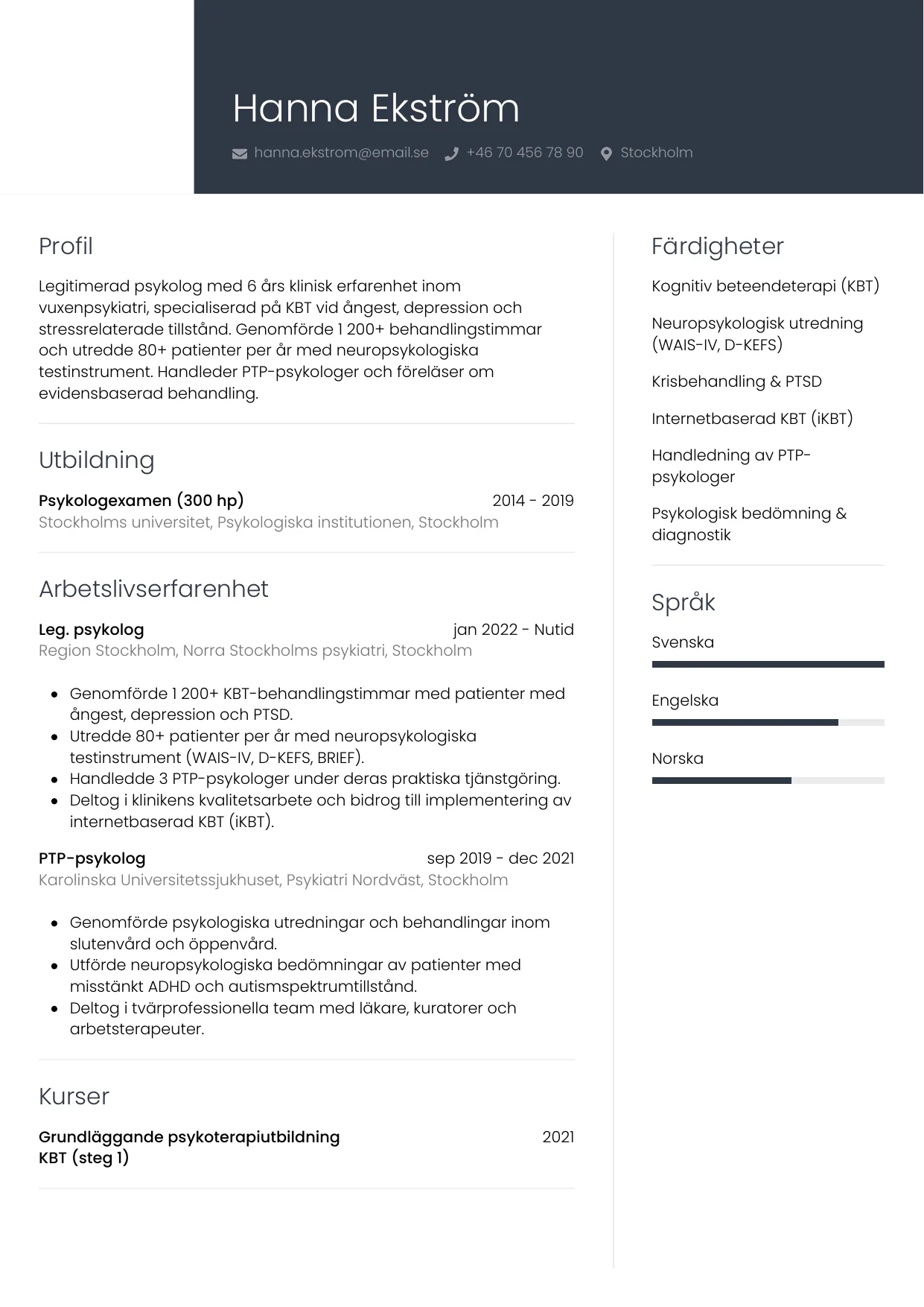 CV-mall Professionell — gratis CV-mall för din ansökan