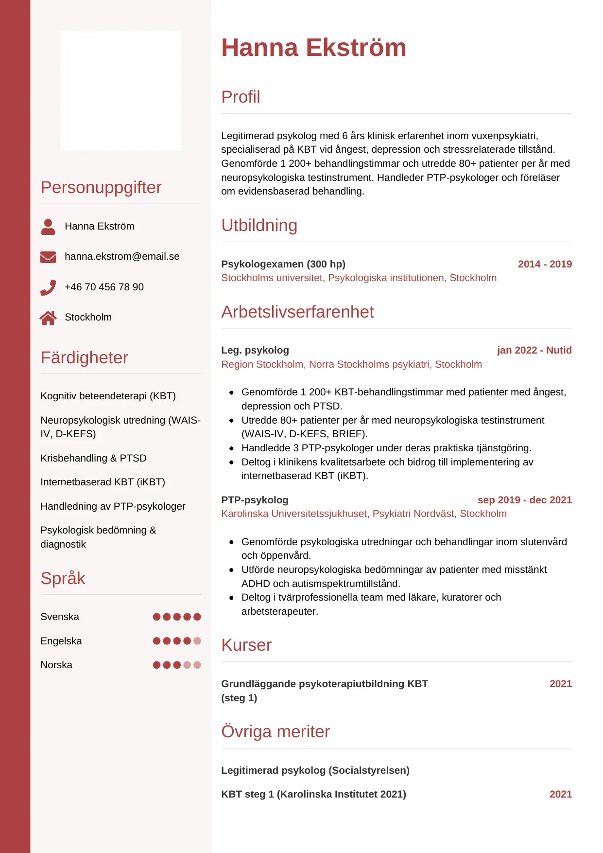 CV-mall Vertikal — gratis CV-mall för din ansökan