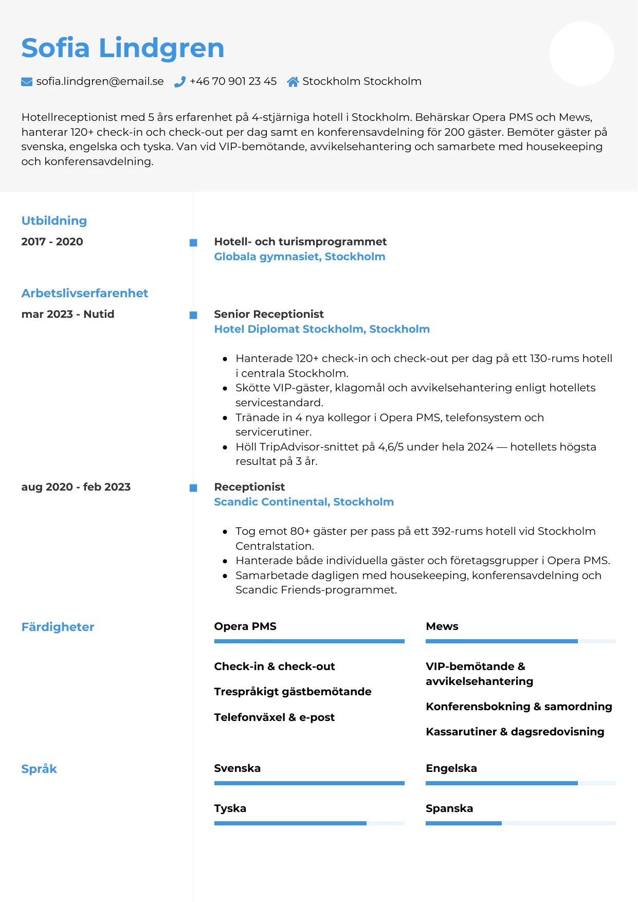 CV-mall Chrono — gratis CV-mall för din ansökan