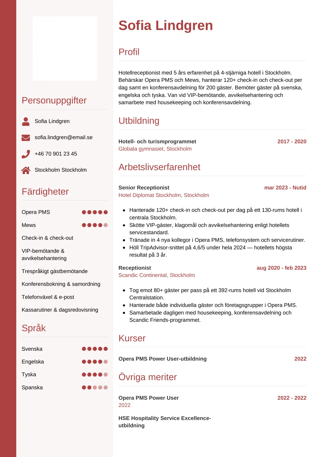 CV-mall Vertikal — gratis CV-mall för din ansökan