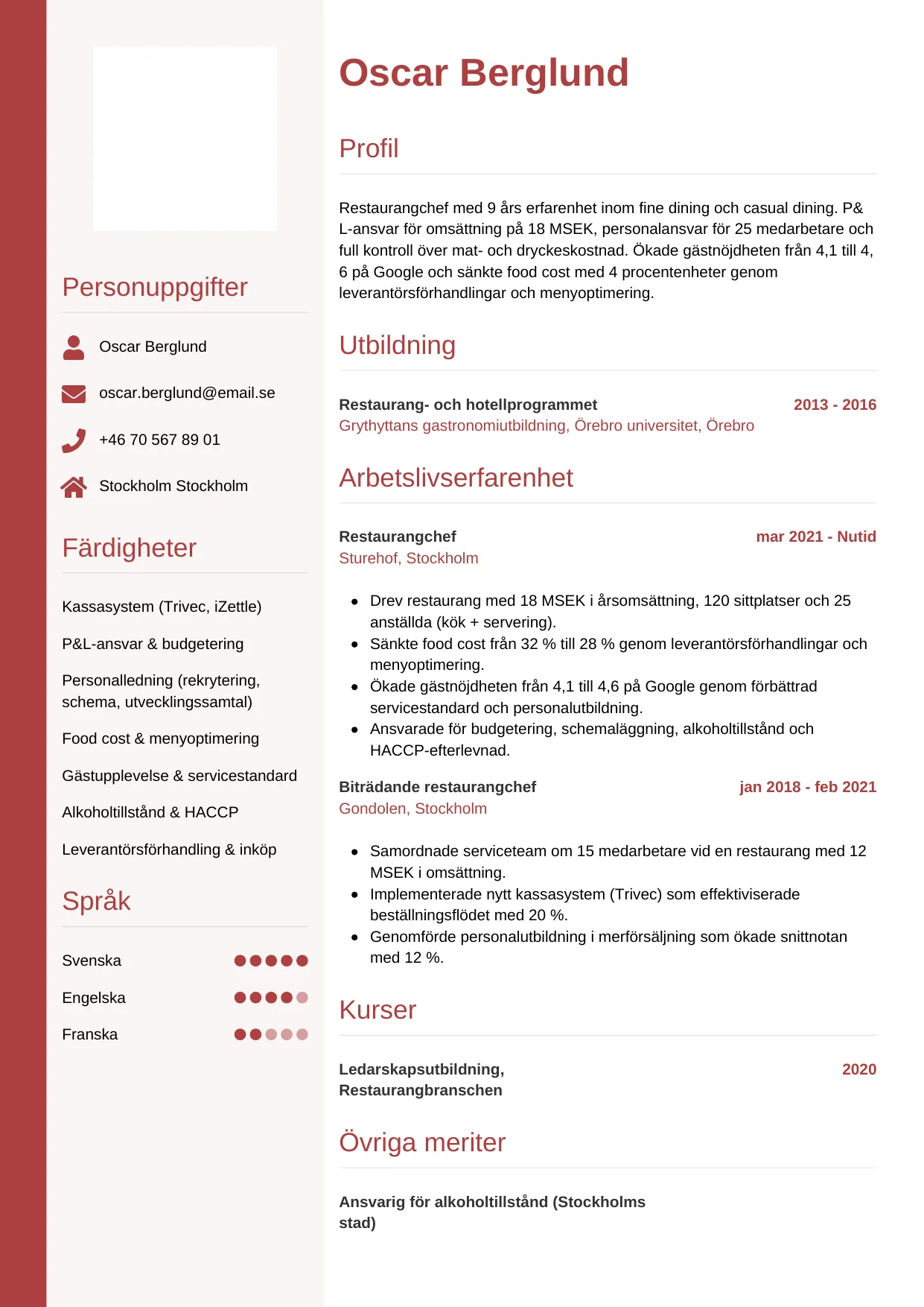CV-mall Vertikal — gratis CV-mall för din ansökan