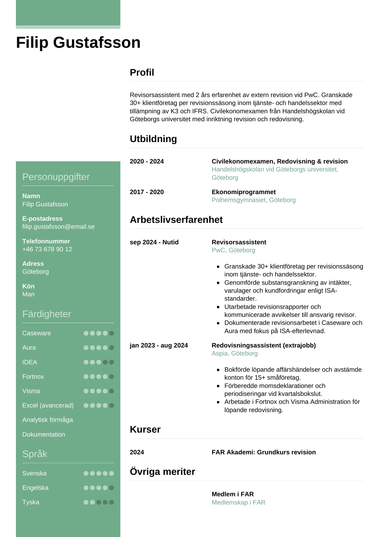 CV-mall Casual — gratis CV-mall för din ansökan