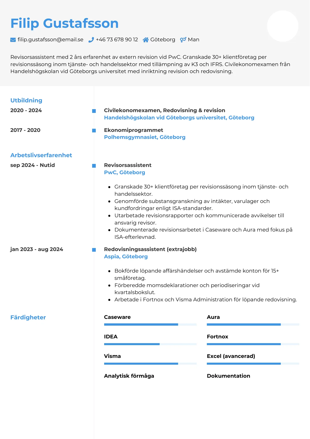 CV-mall Chrono — gratis CV-mall för din ansökan