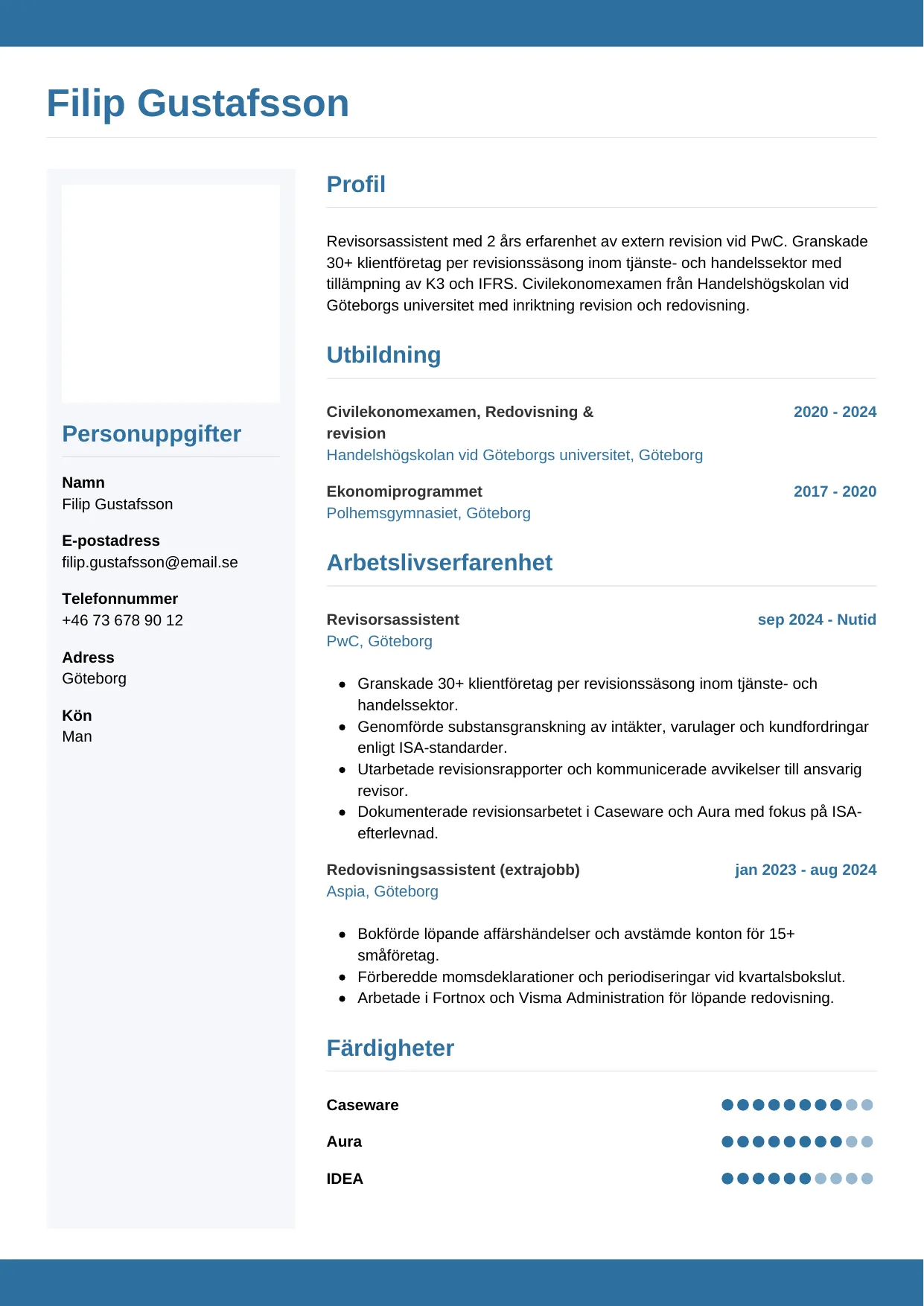CV-mall Horisontell — gratis CV-mall för din ansökan
