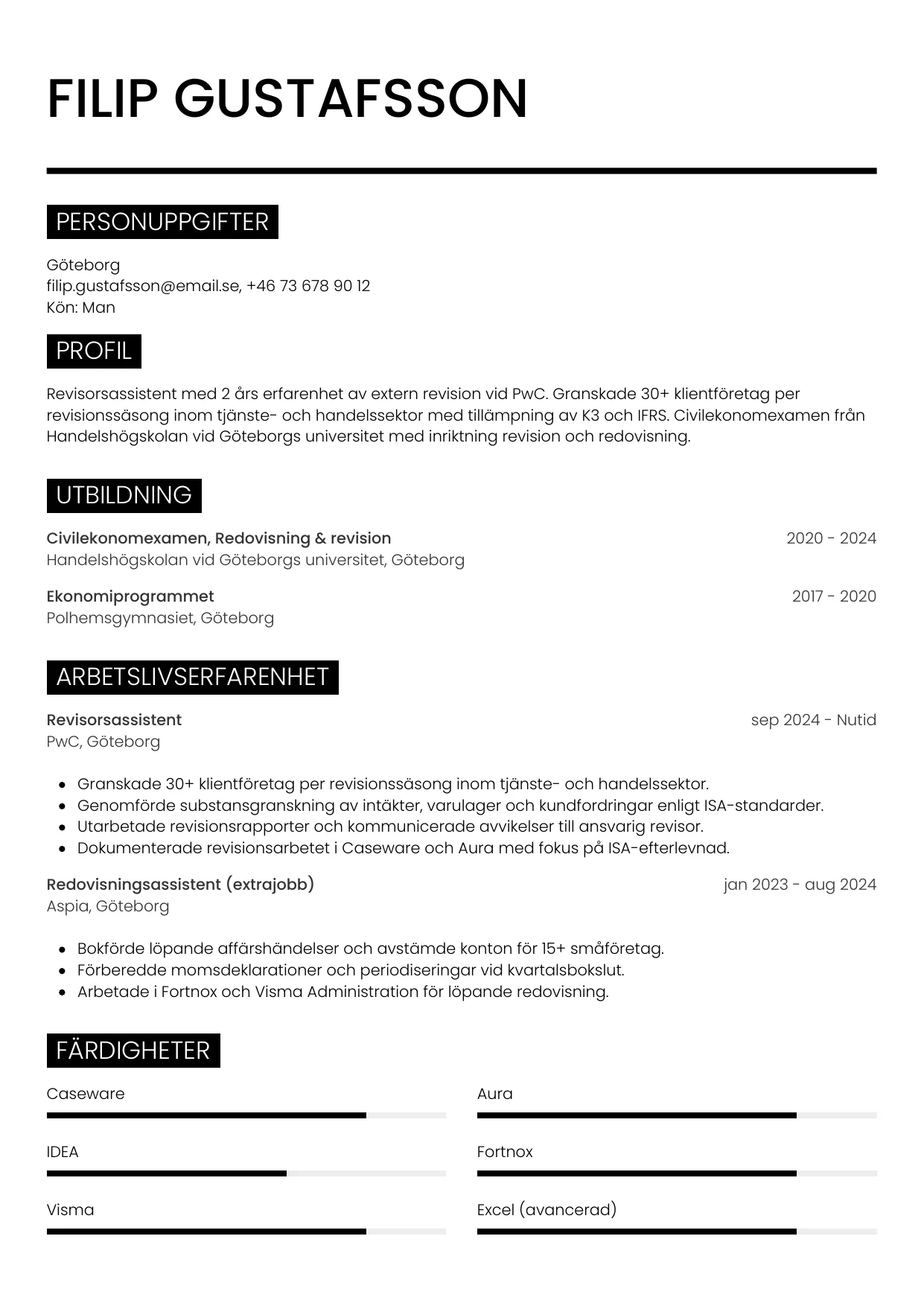 CV-mall Metro — gratis CV-mall för din ansökan